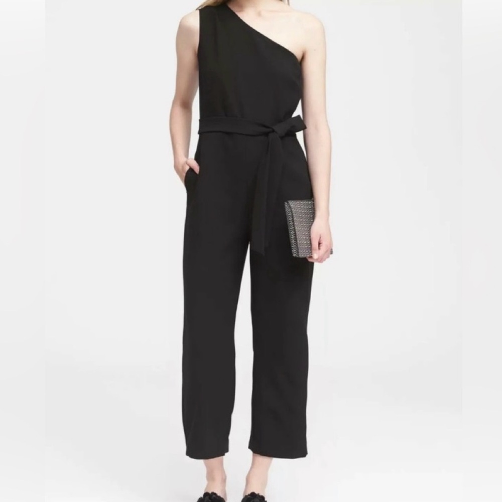 Banana Republic Black One-Shoulder Jumpsuit